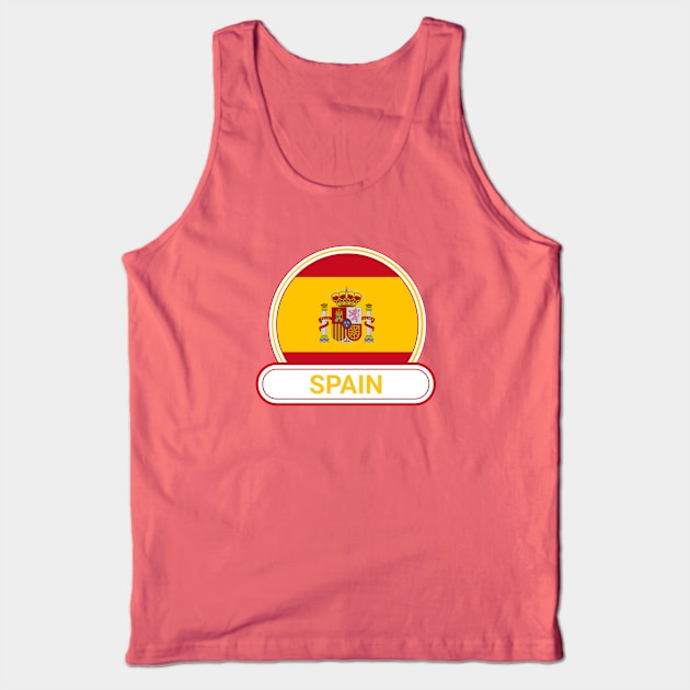 Spain Country Badge - Spain Flag Tank Top by Yesteeyear